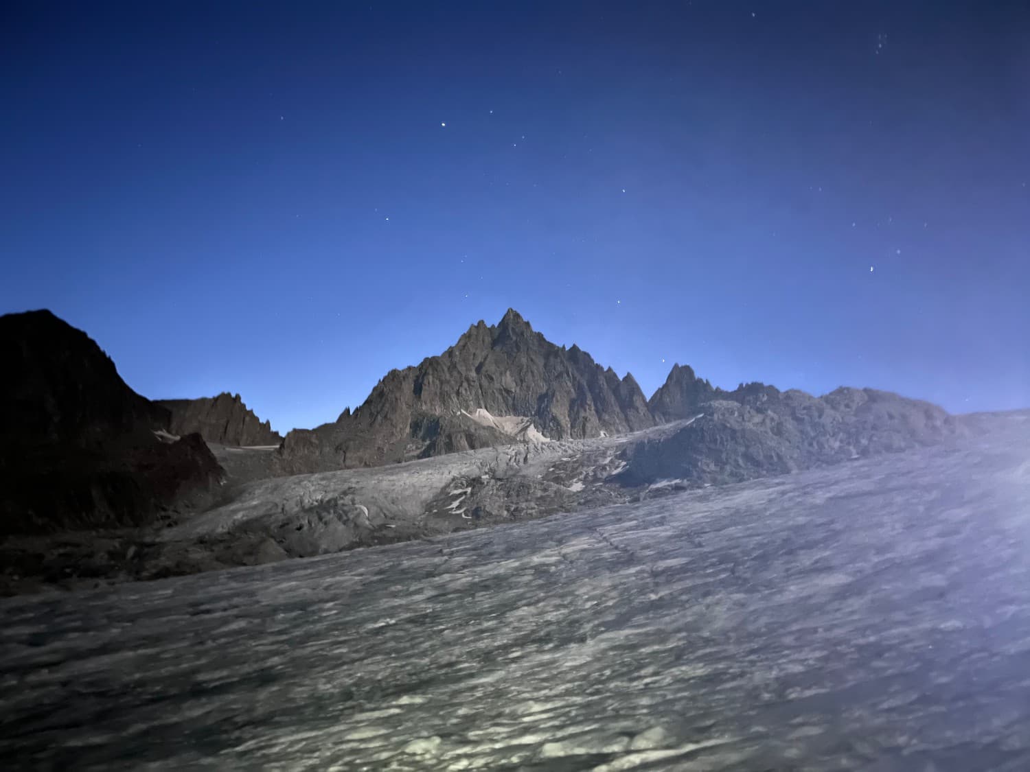 Morning pic on the tour glacier in front is our summit goal